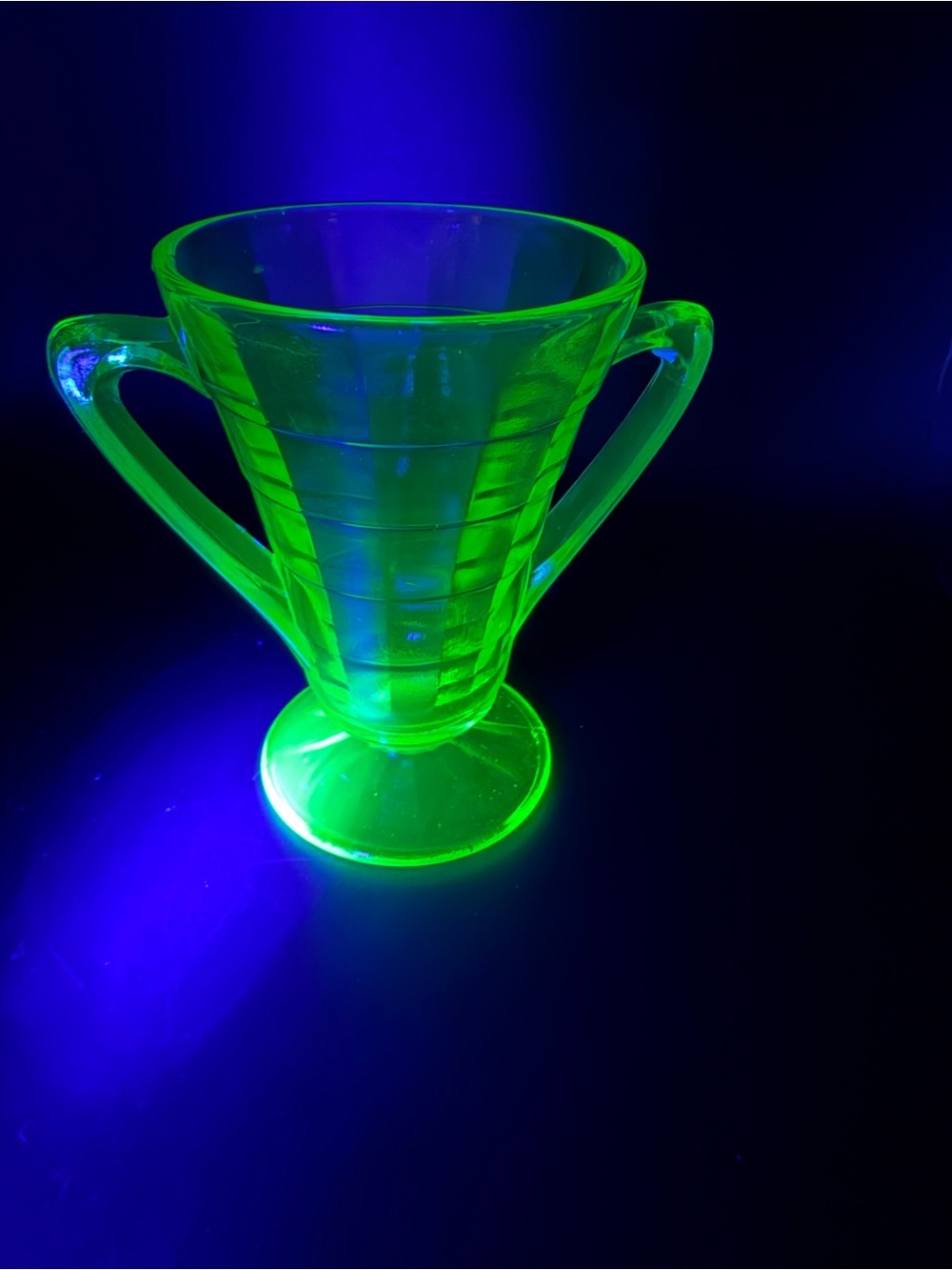Vintage 30’s  Green Uranium Glass Anchor Hocking block optic sugar bowl